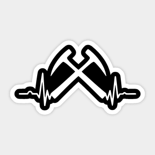 Heartbeat Double Rock Hammers - Geology- Rockhound Sticker